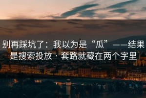 别再踩坑了：我以为是“瓜”——结果是搜索投放 · 套路就藏在两个字里