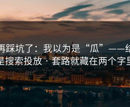 别再踩坑了：我以为是“瓜”——结果是搜索投放 · 套路就藏在两个字里