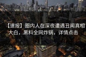 【速报】圈内人在深夜遭遇丑闻真相大白，黑料全网炸锅，详情点击