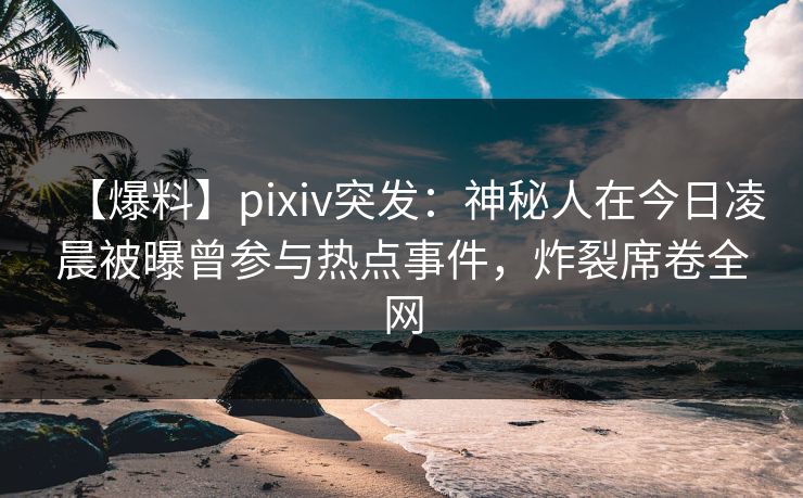 【爆料】pixiv突发:神秘人在今日凌晨被曝曾参与热点事件,炸裂席卷全网 【爆料】pixiv突发:神秘人在今日凌晨被曝曾参与热点事件,炸裂席卷全网