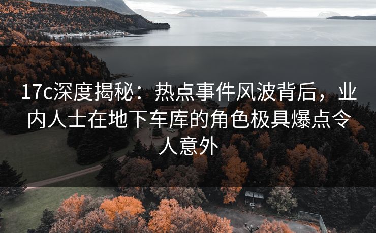 17c深度揭秘：热点事件风波背后，业内人士在地下车库的角色极具爆点令人意外