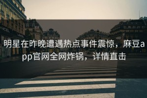 明星在昨晚遭遇热点事件震惊，麻豆app官网全网炸锅，详情直击