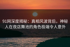 91网深度揭秘：真相风波背后，神秘人在夜店舞池的角色极端令人意外