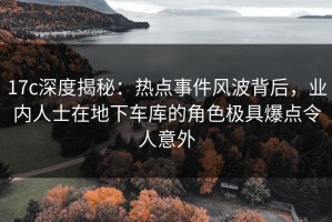 17c深度揭秘：热点事件风波背后，业内人士在地下车库的角色极具爆点令人意外
