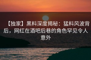 【独家】黑料深度揭秘：猛料风波背后，网红在酒吧后巷的角色罕见令人意外